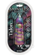Monster Romance Talon Silicone Finger Vibrator Multicolor packaging featuring vibrant colors and creature design.