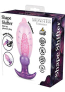 Monster Romance Shape Shifter Blow-Up Silicone Anal Plug packaging with pump features and fantasy design.