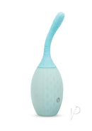 B-Vibe Silicone Flexflow Douche Blue with smooth silicone nozzle and squeeze bulb for anal prep.