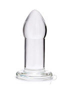 B-Vibe Advanced 8 Inch Glass Anal Dilator Clear, elegant glass design for anal exploration and comfort.
