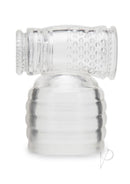 Le Wand Slider Wand Attachment Clear, a textured stroker attachment for wand massagers.