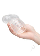 Le Wand Slider Wand Attachment Clear held in hand showcasing its unique texture and clear design.