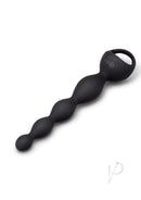B-Vibe 6.5 Inch Silicone Vibrating Anal Beads Black showing sleek design and progressively larger beads for anal play.
