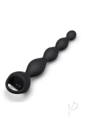 B-Vibe 6.5 Inch Silicone Vibrating Anal Beads Black for anal stimulation with progressively larger beads.