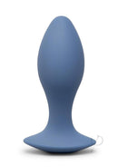 B-Vibe 4 Inch Rechargeable Silicone Vibing Plug Purple on a white background showcasing its smooth silicone design.