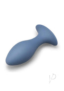 B-Vibe 4 Inch Rechargeable Silicone Vibing Plug Purple on a white background.