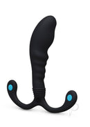 B-Vibe P-Spot Apex Bend Prostate Massager Black with textured body and posable arms for personalized stimulation.