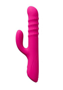 Lovense Velvo Rabbit Rotating Vibrator Pink showcasing its ergonomic design and dual-stimulation technology for enhanced pleasure.