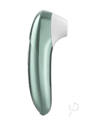 Womanizer Pleasure Pro Air Pulse Clitoral Vibrator Sage Green side view on a white background.