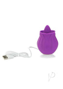 M'Lady Rose Flickering Tongue Clitoral Stimulator Purple, compact design with soft silicone and USB charging.