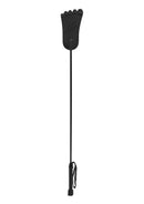 Rouge Foot Leather Riding Crop Black featuring a unique foot-shaped paddle tip and sleek leather design.