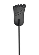 Rouge Foot Leather Riding Crop Black featuring a foot-shaped paddle tip for stylish impact.