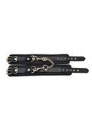Leather Wrist Cuff Gold Accessories featuring stylish gold-tone hardware and adjustable straps.