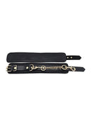 Leather Wrist Cuff Gold Accessories showcasing black leather design with gold-tone hardware and adjustable features.