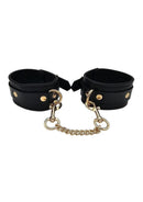 Leather Ankle Cuff With Gold Accessories featuring gold-tone hardware and chain detail.