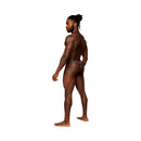 Male Power S'naked Criss Cross Thong Black/Blue S/M displayed on model from the back, showcasing stylish design and fit.
