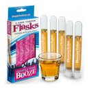 Smuggle Your Booze Fake Tampon Flasks 5 Pack with flasks and glass of drink, perfect for bachelorette parties and festivals.
