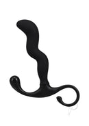 OptiMALE Zig Zag Silicone Prostate Massager Black with contoured zig-zag shape for targeted stimulation.