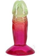 Crystal Jellies Dildo 4.5 inch Rainbow, colorful and compact dildo with textured detailing for a comfortable experience.