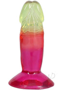 Crystal Jellies Dildo 4.5 inch Rainbow with a vibrant pink to yellow gradient design.
