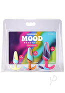 Mood Naughty 1 Kaleidoscope Trainer Silicone Anal Plug Set packaging with three colorful anal plugs in different sizes.