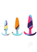 Mood Naughty 1 Kaleidoscope Trainer Silicone Anal Plug Set featuring three colorful graduated plugs.