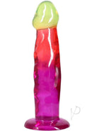 Crystal Jellies Dildo 7.5 inch Rainbow with a vibrant, multicolored design and textured shaft for a unique experience.