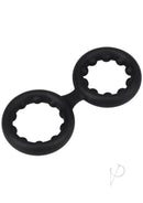 Rock Solid Silicone Double Stamina Cock Ring with Metal Beads, a dual-ring structure for enhanced performance.