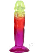 Crystal Jellies Dildo 6.5 inch Rainbow, featuring a colorful ombre design with textured detailing.