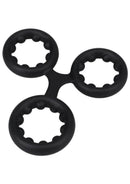 Rock Solid Silicone Triple Stamina Cock Ring with Metal Beads shown from above, displaying its triple-ring design.