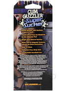 Super Sucker Cum Guzzler Ultraskyn Masturbator Mouth product packaging with features and descriptions