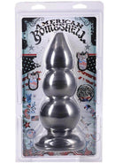 American Bombshell Triple Payload Anal Plug Gun Metal packaging, showcasing its bold design and durable construction.
