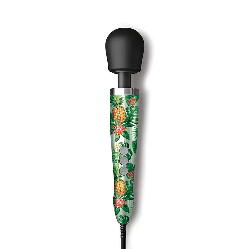 Doxy Die Cast Wand Vibrator in Pineapple design, featuring a sleek aluminum-titanium body and luxurious finish.