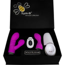 Xcitme Sym-B Sensual Collection Vibrator Kit Purple inside a sleek black box with interchangeable heads and master controller.