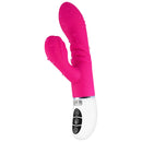 Xcitme Spark Rabbit Style Vibrator Pink with dual motors for G-spot and clitoral stimulation, silky silicone surface.