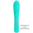 Dyso Bunny Soft Rabbit Vibrator in teal color showcasing vibration buttons and smooth design for pleasure.