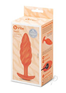 B-Vibe Swirl Textured Silicone Plug Orange packaging showcasing its unique design and features.