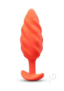 B-Vibe Swirl Textured Silicone Plug Orange showcasing its unique swirling texture and vibrant color.