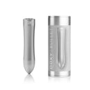 Doxy Bullet Rechargeable Vibrator Silver with sleek design and discreet packaging for high-definition stimulation.