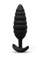 B-Vibe Twist Texture Silicone Vibrating Butt Plug Black with a unique twisted design for enhanced stimulation.