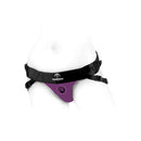 SpareParts Joque Double Strap Harness Purple Size A showcased on a model, highlighting its comfortable design and fit.