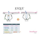 SpareParts Joque Double Strap Harness Purple Size B front and rear view sizing chart with measurements.