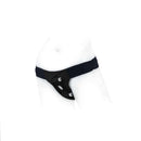 SpareParts Theo Single Strap Harness Black Size B displayed on a model, showcasing luxury and comfort.