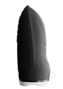 Bathmate Edge Pro Silicone Stroker Black and White side view showcasing ergonomic design and textured surface.