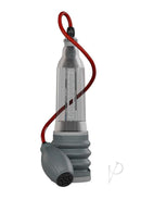 Bathmate HydroXtreme7 Penis Pump Clear Gray with red hose and upgraded valve for precision control.