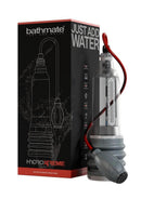 Bathmate HydroXtreme9 Penis Pump Clear Gray with box design, featuring water-powered hydraulic technology.