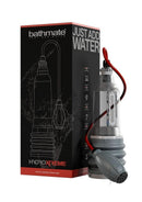 Bathmate HydroXtreme7 Wide Boy Penis Pump Clear Gray with box showing water-powered technology.