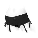 SpareParts Sasha Cinch Booty Short Harness Black Size 4XL displayed on a mannequin, featuring stylish design and comfort.