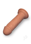B-Vibe Girth 12 Inch Max Girth Suction Cup Dildo Caramel realistic shaft displayed on a white background.
