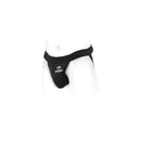 SpareParts Pete Freestyle Nylon Packing Jock Black Size 3XL on mannequin, showcasing its discreet design and comfort.